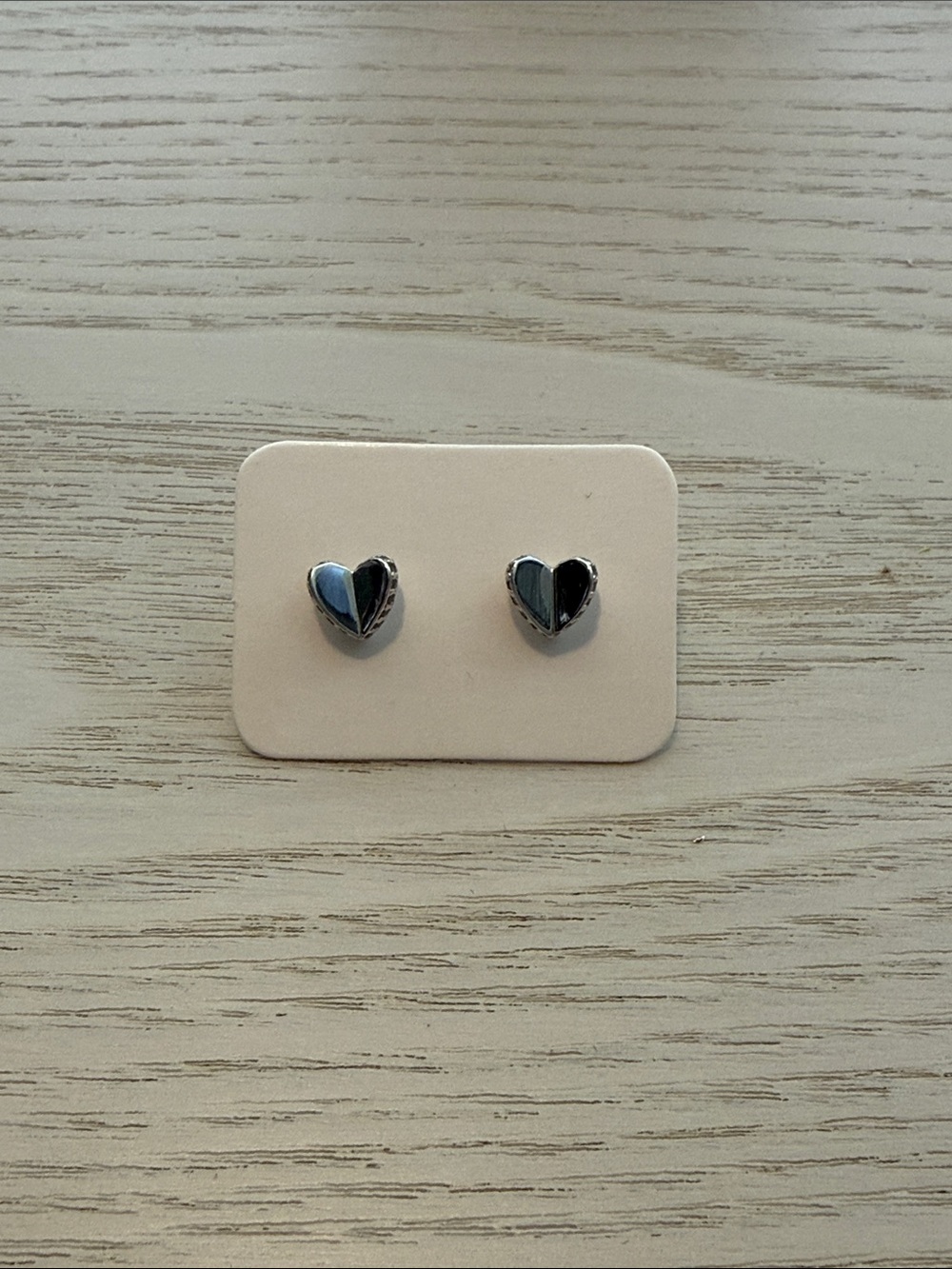 Fossil Silver Heart Stud Earrings